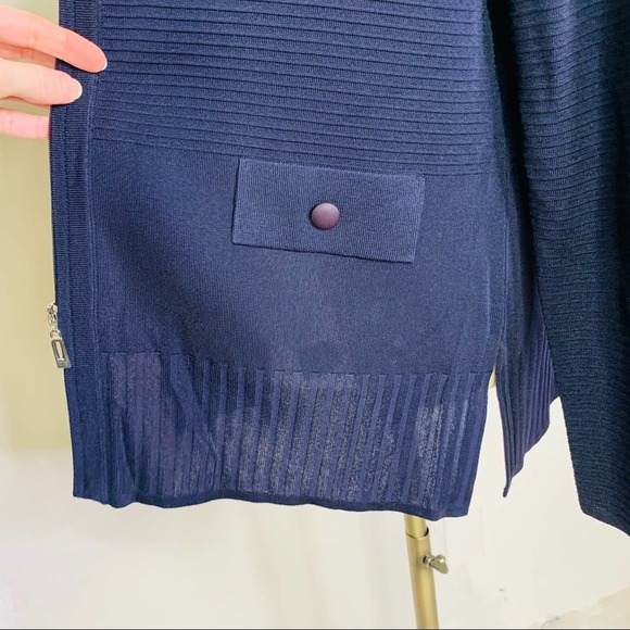 Misook Navy blue Zip Ribbed Jardigan MEDIUM 2818 - Picture 7 of 8
